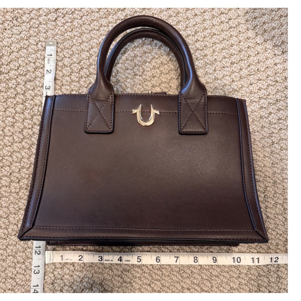 True Religion Modern Edge Medium Tote Bag Brown‎ Gold Horseshoe Handbag Espresso - Picture 5 of 5